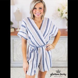 NWOT Super cute Striped Wrap Romper